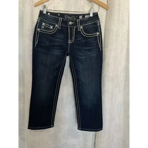 Miss Me Jeans Miss Me Signature Cuffed Capri Denim Jeans Flap